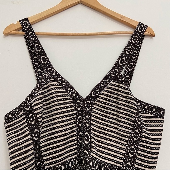 Beige black BCBGMAXAZARIA Dress mini summer Melania V neck sleeveless pleated 12 - Picture 5 of 16